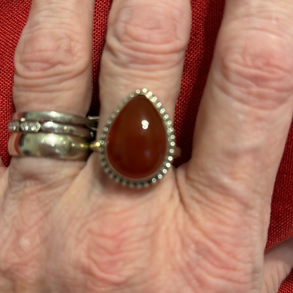 CARNELIAN NEW Sterling silver carnelian ring size 10 - Picture 5 of 8